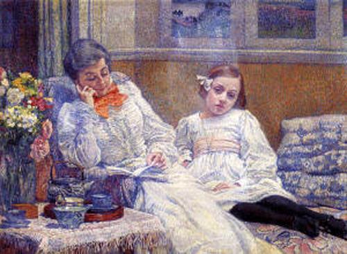 Theo Van Rysselberghe Portrait of Madame van Rysselberghe and daughter China oil painting art